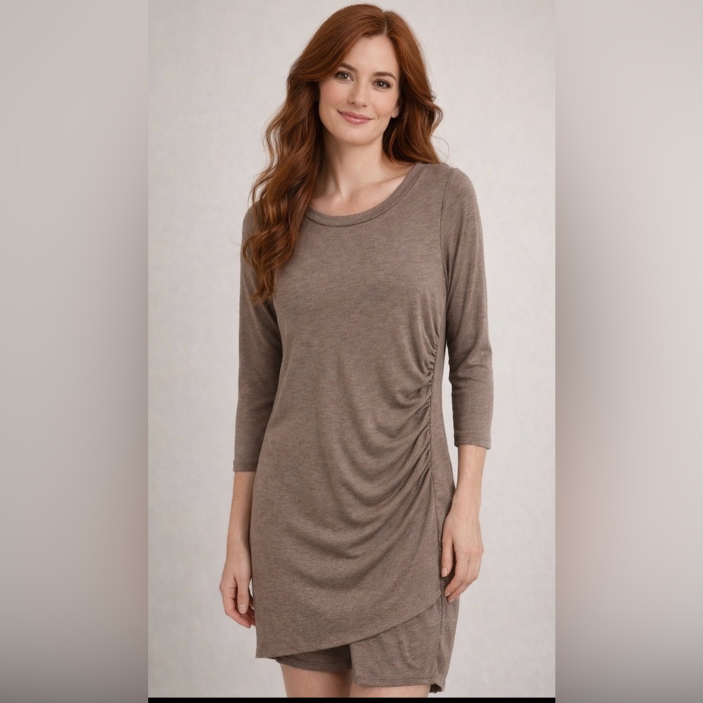Vanilla Bay Taupe Long Sleeve Ruched Top